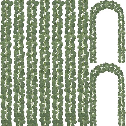 CQURE 48Pcs Eucalyptus Garland,Artificial Eucalyptus Leaves Table Greenery Garland Wreath Vines for Wedding Party Table Bedroom Home Decor by CQURE