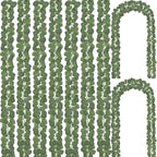 CQURE 24 Pack Eucalyptus Garland, Artificial Greenery Garland Faux Eucalyptus Leaves Table Vines for Wedding Backdrop Fireplace Arch Door Wall Room Decor（168FT） by CQURE