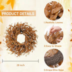 28 Inch Fall Wreath for Front Door, Artificial Eucalyptus Porch Decor - Image 2
