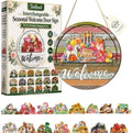 Interchangeable Seasonal Welcome Door Sign for Front 16 Pcs Wooden Hanging by Unknown