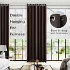 KOUFALL 108 Inch Blackout Curtains for Living Room,Dark Brown Luxury Satin Polyester Grommet Rustic Farmhouse 9FT Floot to Ceiling Curtains for Sliding Glass Door 2 Panels Set - Image 2