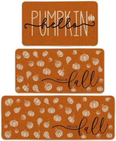 Artoid Mode Orange Fall Kitchen Mats Set of 3-17"x29"+17"x36"+17"x47" - Image 3