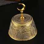 Ramadan Serving Dish Metal Ramadan Tray with Lid Eid Mubarak Plate Gold Candy Bowl for Wedding Home Party Desk Decoration - Image 5
