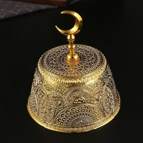 Ramadan Serving Dish Metal Ramadan Tray with Lid Eid Mubarak Plate Gold Candy Bowl for Wedding Home Party Desk Decoration - Image 5