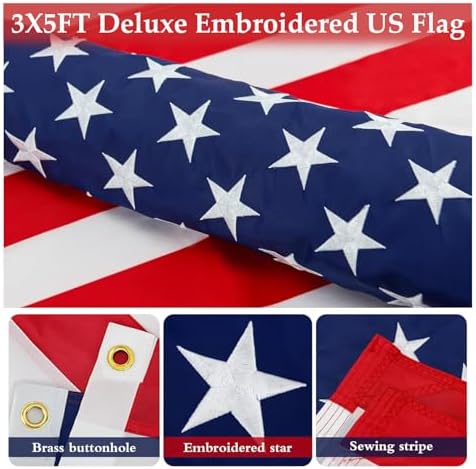 ZMTECH 5FT Flag Pole Kit with Solar Light and Proud American Flag, Adjustable Bracket and Upgraded Tangle-Free Ring 1" Stainless Steel Flagpole for Day and Night, Residential, Commercial, White - Image 5