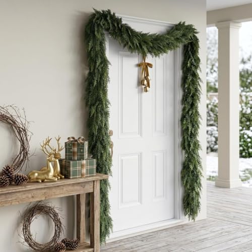 16 Ft Christmas Cedar Garland, Realistic Faux Pine Garlands, Green Artificial Greenery Garland for Winter Home, Mantle, Fireplace, Indoor, Outdoor Christmas Decorations (1Pcs) - Image 5