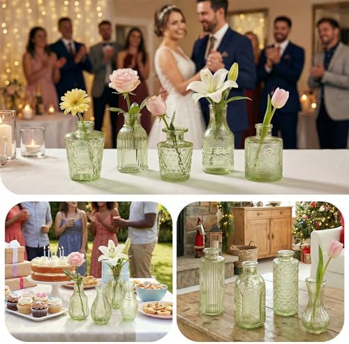 Glass Bud Vases in Bulk Small Mini Green Vase for Flowers 40pc - Image 3