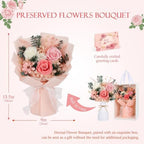 Flowers for Delivery Prime Preserved Flowers Bouquet with Vase That Last 3-5 Years Real Forever Flowers Pink Rose Bouquet for Mom Mother Women Wife Friends Birthday Mothers Day Gifts - Image 5
