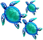 JOYBee Sea Turtle Wall Art Decor, Metal & Glass Sea Life Nautical Home Wall Hanging Decor,Ocean Theme Coastal Decorations for Indoor Outdoor Bathroom and Garden-Blue（Set of 3） by JOYBEEHOMEGARDEN