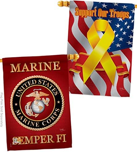 Breeze Decor Marine Corps House Flag - Pack Armed Forces USMC Semper Fi United State American Military Veteran Retire Official Support Our Troops - Banner Small Garden Yard Gift Double-Sided 28 X 40 by Breeze+Decor