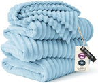 Bedsure Soft Large Fleece Blanket for Bed Light Blue 120"x120" by BEDSURE