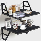 Tectocker-DOU 2 Pc Deep Floating Wall Shelves, Heavy Duty, 15.7×11.8, Black by Tectocker-DOU