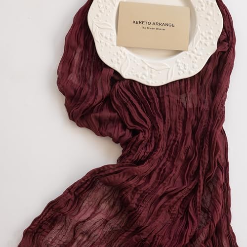 6Pcs Burgundy Cheesecloth Table Runner 120 Inches for Christmas Decorations - Image 4