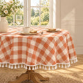 Fall Orange Gingham 60 Inch Round Tablecloth (Fits 30-48" Table) by Pavorin