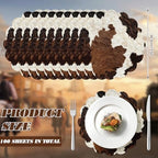 100 Pcs Cow Paper Placemats 13.5 Inches Scalloped Western Placemats Disposable Brown and White Cowhide Place Mats for Western Cowboy Party Wedding Baby Shower Rustic Party Table Decor - Image 2