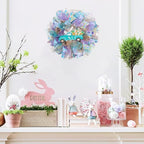 Easter Wreaths for Front Door with Lights,Easter Door Wreath,Easter Mesh Wreath,Bunny Spring Colorful Easter Decorations Holiday Ornament for Home Indoor Outdoor Supplies (Blue Car) - Image 6