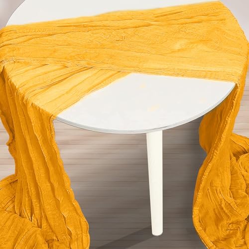 10 Pack Gold Cheesecloth Table Runner 35x120 Inch 10Ft Rustic Gauze Cheese Cloth Table Runner Sheer Cheesecloth Table Runners for Wedding Party Bridal Shower Decoration - Image 2