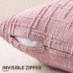 decorUhome Textured Chenille Throw Pillow Covers 22x22 Set of 2 Blush Pink - Image 5