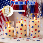 Blosssound 3 Pack 4th of July Flameless Candles Battery Operated Independence Day Stars in Blue Red Flameless Flickering Candles LED for Gifts Home 250th Patriotic Holiday 4th of July Table Decoration - Image 2