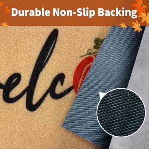 Fall Door Mat, Non Slip Front Porch Pumpkin Welcome Mat 24"x36" - Image 4