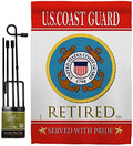 US Coast Guard Retired Garden Flag - Set with Stand Armed Forces USCG Semper Paratus United State American Military Veteran Retire Official - House Banner Small Yard Gift Double-Sided 13 X 18.5 by Breeze+Decor