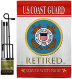 US Coast Guard Retired Garden Flag - Set with Stand Armed Forces USCG Semper Paratus United State American Military Veteran Retire Official - House Banner Small Yard Gift Double-Sided 13 X 18.5 by Breeze+Decor