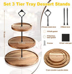 Zopeal 3 Set 3 Tier Wood Cupcake Stand,Rustic Wooden Serving Tray Farmhouse Dessert Display Tiered Cake Tower Holder for Kitchen Wedding Birthday Tea Party Decorations(Medium(5.9''7.8''9.8'')) - Image 2