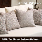 Amor Virisso Floral Throw Pillow Covers 20x20 Set of 2 Vintage Block Print Pillow Covers Decorative Pillow Covers Couch Pillows for Living Room Farmhouse Accent Sofa Pillows, Red/Sand - Image 6