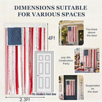 Lighted Rag American Flag Banner 4 x 2.3 Ft, Rag American Flag Banner for Home Party Supplies, Patriotic Wall Hanging for Memorial Day, Independence Day Party, Farmhouse Home Decor (Style2) - Image 4