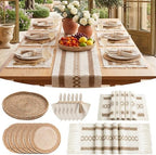 Britimes Table Runner Set, 26 Pack, for Kitchen Decor, Boho Spiral Lattice by Britimes