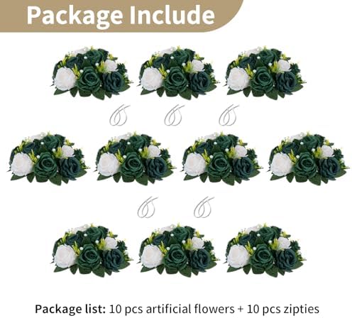 NUPTIO Green Flower Ball Centerpieces: Artificial Rose for Table, 9.4 Inch - Image 7