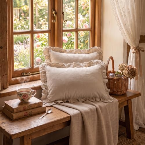 patdrea Vintage Linen Throw Pillow Covers,Set of 2,12"x20"-Kubum - Image 3
