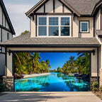 Garage Door Banner Cover 6x13 ft, Tropical Beach Palm Tree Garage Door Background, Large Outdoor Backyard Summer Decoration - Image 4