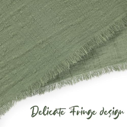Pesonlook 60 Pcs Olive Green Cotton Linen Napkins with Fringe, 16x16 Inches - Image 3
