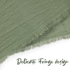 Pesonlook 24 Pcs Olive Green Cotton Linen Napkins with Fringe, 16x16 Inches - Image 5