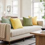 MIULEE Soft Corduroy Decorative Throw Pillow Covers Yellow Green 20x20 - Image 3