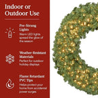 Best Choice Products 48in Large Artificial Pre-Lit Fir Christmas Wreath Holiday Accent Decoration for Door, Mantel w/Red Lighted Bow, 250 LED Lights, 714 PVC Tips, Power Plug-in - Image 5