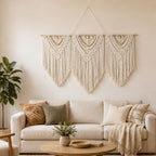 Macrame Wall Hanging-Large, Boho Tapestry Macrame Wall Decor Art (White) - Image 2