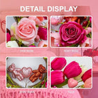 J'FLORU Valentines Day Decorations Romantic Valentines Day Gifts 22 Inch Valentine's Day Wreath with Lovely Bear Heart Roses Tulips for Valentine Party Anniversary Candlelight Dinner - Image 5