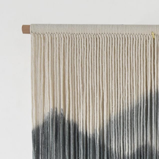 IOWER Macrame Wall Hanging Black Dip Dyed Boho Wall Art 27" W x 19" L - Image 6