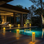 Homemory 4"x12" Outdoor Waterproof Flameless Candles with Timers and Remote Control, Battery Operated Candles, LED Plastic Candles, Ivory White, Set of 2 - Image 2