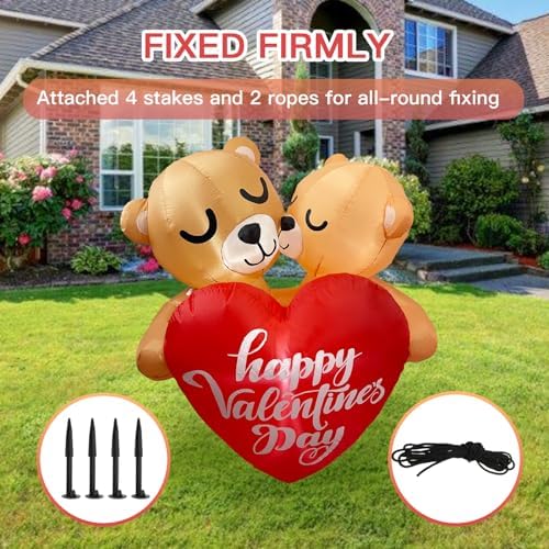Valentines Inflatables Outdoor 4FT Valentines Day Inflatable Couple Bear with Love Heart Lighted Valentines Day Decoration for Outdoor Yard Garden - Image 3