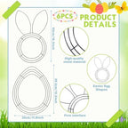 6 Pcs 16 Inch Easter Wire Wreath Frame Egg Rabbit Wreath Frame Metal Garland DIY Craft Egg Rabbit Mental Form for Easter Indoor Outdoor Porch Wall Flower Garland Decor - Image 2