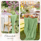 12Pack Sage Green Cheesecloth Table Runner 10FT Wedding Party Decor - Image 5