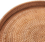 Rattan Large Serving Tray, Wicker Round Fruit/Bread Serving Basket, Extra Large Decorative Ottoman Tray for Living Room, Coffee Table, Breakfast, 16.9 inch - Image 7