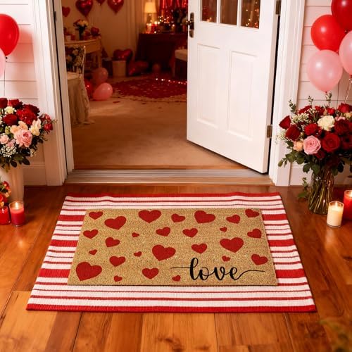 Moucuny 2 Coir Outdoor Mat,Non Slip, 24'' X 35'',16'' X 28'', Love - Image 4