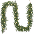 Valery Madelyn 6 Ft Artificial Norfolk Pine Garland for Mantle, Real Tough Christmas Cedar Garland with Light, Lighted Winter Pine Branches for Home Stairs Fireplace Table Indoor Outdoor Holiday Decor by ValeryMadelyn