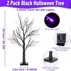 Halloween Indoor Decorations 2 Pack 24 Inch Black Halloween Tree with 24 Purple Led Lights, Timer/USB/Battery Operated Lighted Spooky Tabletop Tree for Halloween Decor Home Table Holiday Party - Image 4