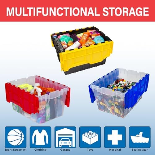 Akro-Mils KeepBox 18G Storage Box, Lid Attached, Stackable, Clear/Green 3pk - Image 4