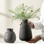 Ceramic Vase Set of 2 for Home Decor, 6.1"+8.23" Handcrafted Black Bronze Rustic Terracotta Vases, Vintage Farmhouse Decor, Minimalist Decorative Vases for Table Centerpiece Fireplace Nightstand - Image 3